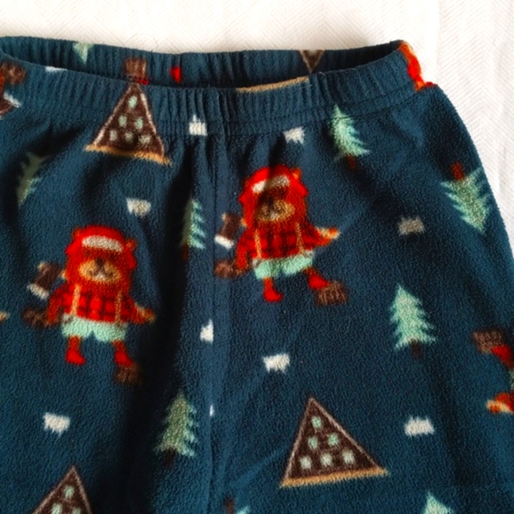 cat & jack winter bear fleece pants & cotton top pajama set 3T toddler boys - Picture 8 of 10